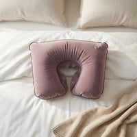 Inflatable U Shape Velvet Travel Neck Pillow For Flight Rest (1 Pc)