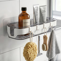 Stylish Bathroom Wall Shelf  1 Pc Multi-purpose Storage Organizer With Hooks