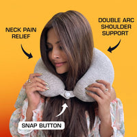 U Shaped Soft Travel Neck Pillow Grey Melange Head Neck Support (1 Pc)