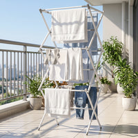 3 Tier Folding Clothes Drying Rack Laundry Cloth Dryer Stand For Balcony (1 Set)
