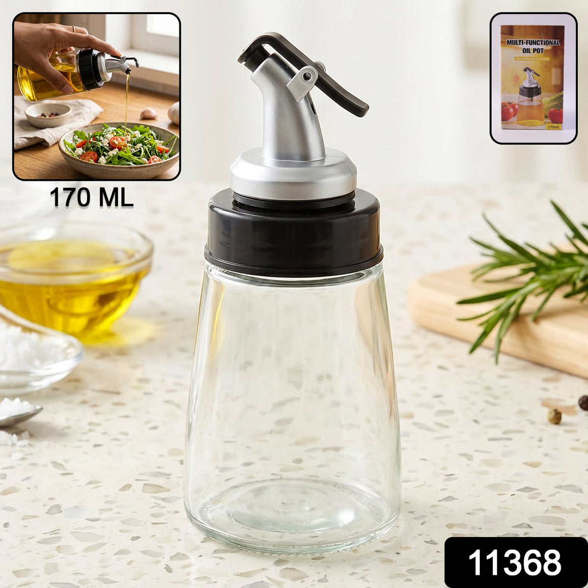 Glass Oil Dispenser Bottle  No-drip Spout 170 Ml Capacity