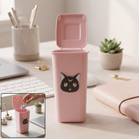 Creative Mini Trash Can Shape Pen Stand With Lid (1 Pc)