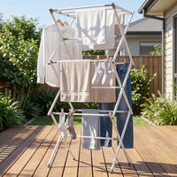 3 Tier Folding Clothes Drying Rack Laundry Cloth Dryer Stand For Balcony (1 Set)