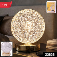 Round Crystal Led Table Lamp Usb Rechargeable Touch Bedside Night Lamp (1 Pc)
